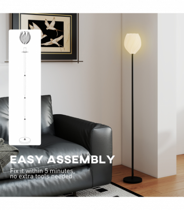 HOMCOM 3D Printed Standing Lamp with Shade, E27 Holder without Bulb, White