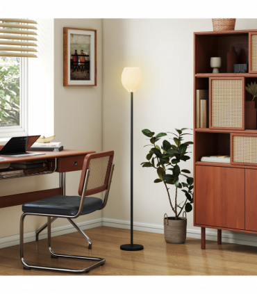 HOMCOM 3D Printed Standing Lamp with Shade, E27 Holder without Bulb, White