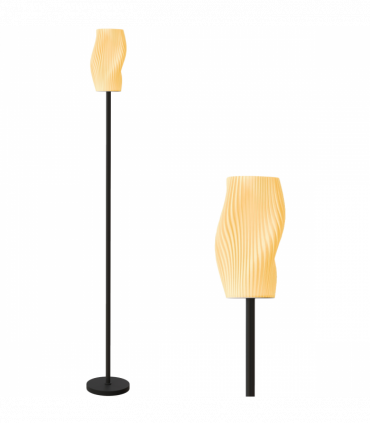 HOMCOM 3D Printed Standing Lamp with Shade, E27 Holder without Bulb, White