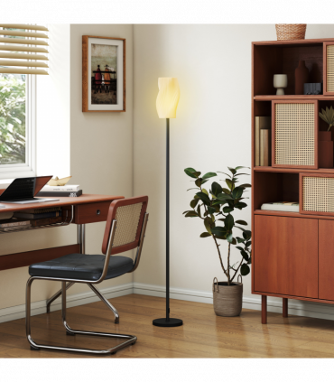 HOMCOM 3D Printed Standing Lamp with Shade, E27 Holder without Bulb, White