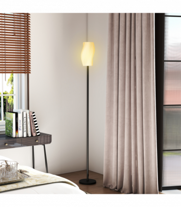 HOMCOM 3D Printed Standing Lamp with Shade, E27 Holder without Bulb, White