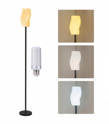 HOMCOM 3D Printed Standing Lamp with Shade, 3 Colour Temperature, White