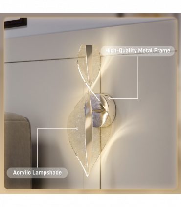 HOMCOM Led Wall Lamp 2 Pack, Modern Indoor Spiral Wall Light, Silver