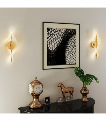 HOMCOM Led Wall Lamp 2 Pack, Modern Indoor Spiral Wall Light, Gold