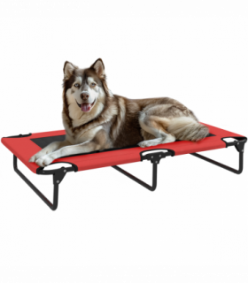 PawHut Raised Dog Bed with Breathable Mesh for Large Dogs, Red