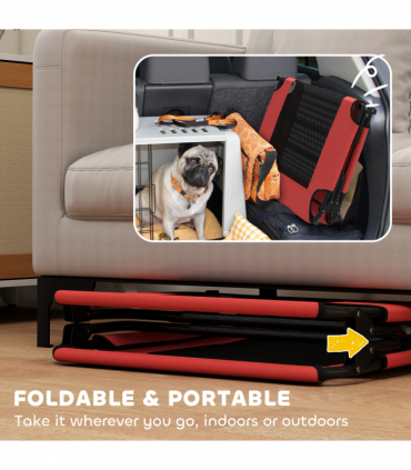 PawHut Raised Dog Bed with Breathable Mesh for Large Dogs, Red