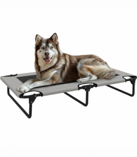 PawHut Raised Dog Bed with Breathable Mesh for Large Dogs, Light Grey