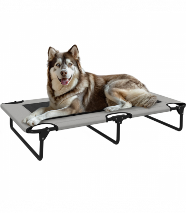 PawHut Raised Dog Bed with Breathable Mesh for Large Dogs, Light Grey