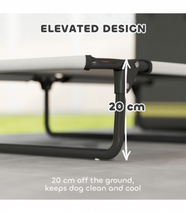 PawHut Raised Dog Bed with Breathable Mesh for Large Dogs, Light Grey