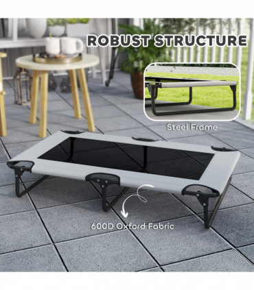 PawHut Raised Dog Bed with Breathable Mesh for Large Dogs, Light Grey