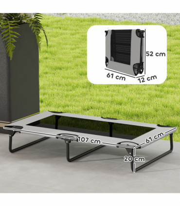 PawHut Raised Dog Bed with Breathable Mesh for Large Dogs, Light Grey