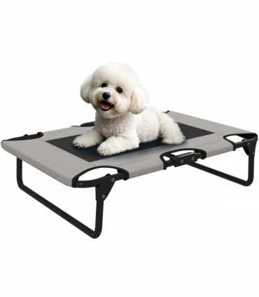PawHut Raised Dog Bed with Breathable Mesh for S & M Dogs, Light Grey