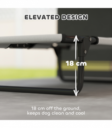 PawHut Raised Dog Bed with Breathable Mesh for S & M Dogs, Light Grey