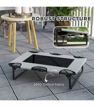 PawHut Raised Dog Bed with Breathable Mesh for S & M Dogs, Light Grey