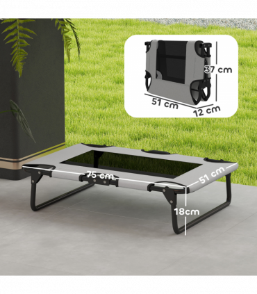 PawHut Raised Dog Bed with Breathable Mesh for S & M Dogs, Light Grey