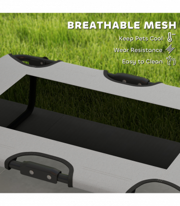 PawHut Raised Dog Bed with Breathable Mesh for S & M Dogs, Light Grey