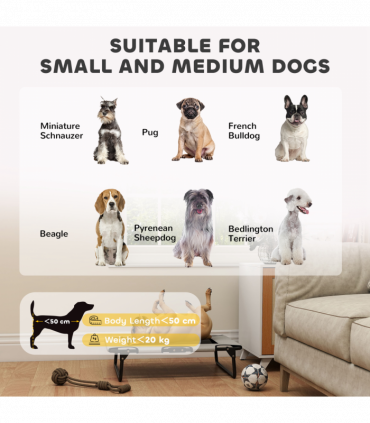 PawHut Raised Dog Bed with Breathable Mesh for S & M Dogs, Light Grey