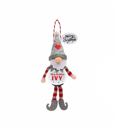 Pre-personalised Snowglobe Santa Elf Christmas Tree Decoration - Ivy