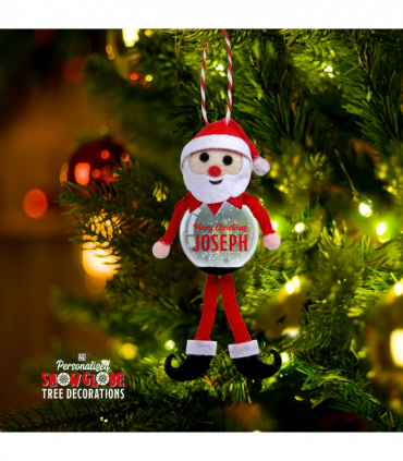 Pre-personalised Snowglobe Santa Elf Christmas Tree Decoration - Joseph