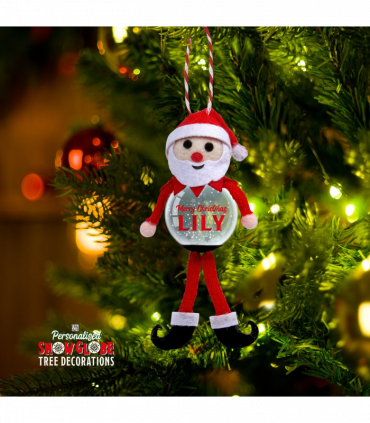 Pre-personalised Snowglobe Santa Elf Christmas Tree Decoration - Lily