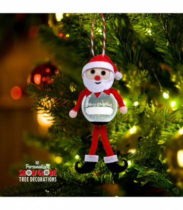Pre-personalised Snowglobe Santa Elf Christmas Tree Decoration - Blank Santa
