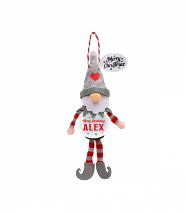 Pre-personalised Snowglobe Santa Elf Christmas Tree Decoration - Alex
