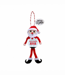 Pre-personalised Snowglobe Santa Elf Christmas Tree Decoration - Ava