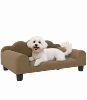 PawHut Dog Sofa Bed, Cat Sofa with Backrest, Armrest, for Small Dogs, Brown