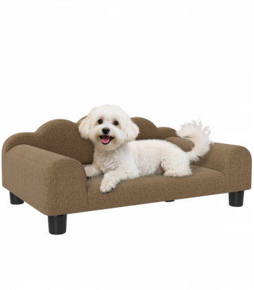 PawHut Dog Sofa Bed, Cat Sofa with Backrest, Armrest, for Small Dogs, Brown
