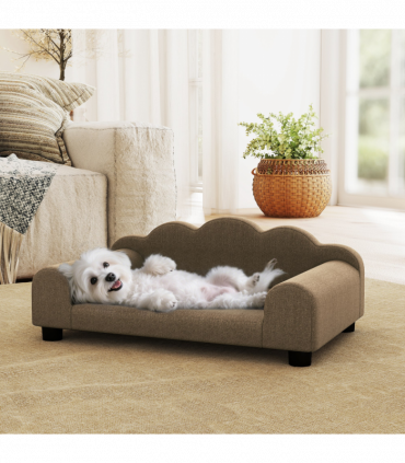 PawHut Dog Sofa Bed, Cat Sofa with Backrest, Armrest, for Small Dogs, Brown