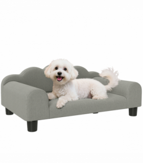 PawHut Dog Sofa Bed, Cat Sofa with Backrest, Armrest, for Small Dogs, Grey