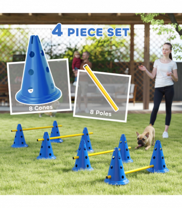 PawHut Dog Agility Equipment Set, Four-Piece Adjustable Height Jumping