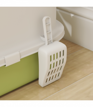 PawHut Cat Litter Box, Hooded Cat Litter Tray with Lid, Scoop, Green