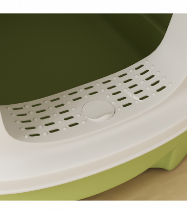 PawHut Cat Litter Box, Hooded Cat Litter Tray with Lid, Scoop, Green
