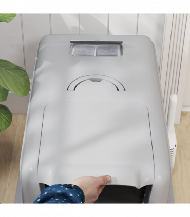 PawHut Stainless Steel Cat Litter Box with Removable Lid, Scoop, Grey