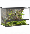 PawHut 48L Glass Terrarium, Reptile Vivarium with Stone Background, Black