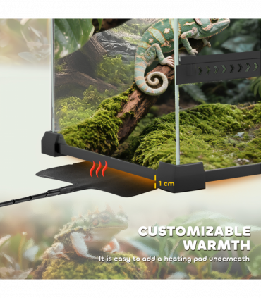 PawHut 48L Glass Terrarium, Reptile Vivarium with Stone Background, Black