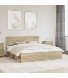 vidaXL Bed Frame with Headboard Sonoma 180 x 200 cm Engineered wood