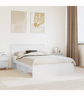 vidaXL Bed Frame with Headboard White 150 x 200 cm Engineered wood