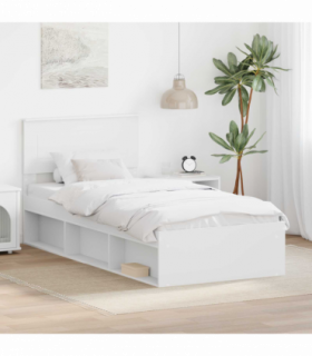 vidaXL Bed Frame with Headboard White 100 x 200 cm Engineered wood