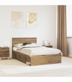 vidaXL Bed Frame Artisian Oak 135 x 190 cm Engineered wood