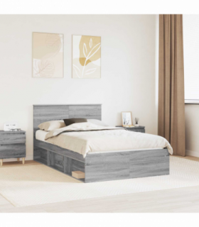 vidaXL Bed Frame Grey Sonoma 135 x 190 cm Engineered wood