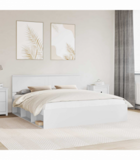 vidaXL Bed Frame with Headboard White 180 x 200 cm Engineered wood