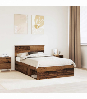 vidaXL Bed Frame with Headboard Old Wood 135 x 190 cm Engineered wood