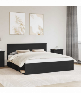 vidaXL Bed Frame with Headboard Black 180 x 200 cm Engineered wood
