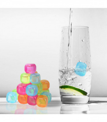 Vinsani 20 Pack Water Filled Ice Cubes Reusable Fast Freeze Frozen Cold Drink Freezer Chilled for Drinks - Ideal for BBQ Parties, Summer Picnics or General Use – Multicoloured