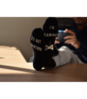 Vinsani 'Do Not Disturb, I'm Gaming' Funny Ankle Gamer Socks - Black