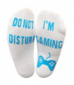 Vinsani 'Do Not Disturb, I'm Gaming' Funny Ankle Gamer Socks - White with Blue