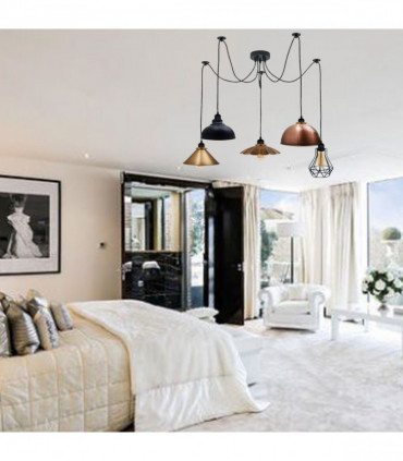 Retro Vintage Chandelier Ceiling Spider Light Industrial Pendant 5 Way DIY Lamp