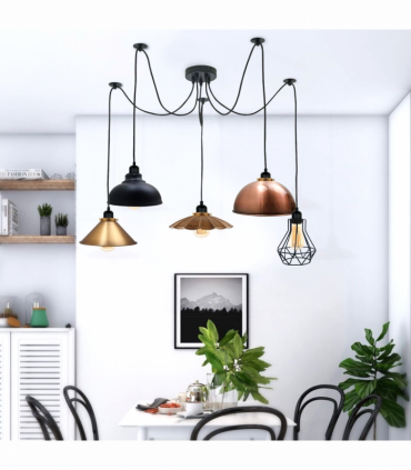 Retro Vintage Chandelier Ceiling Spider Light Industrial Pendant 5 Way DIY Lamp